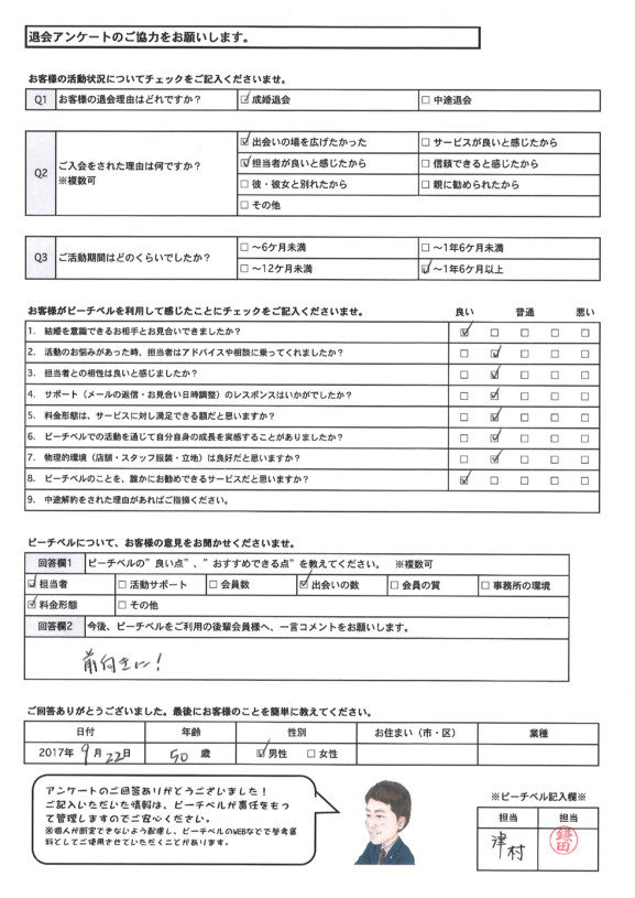 成婚退会アンケート｜西三河