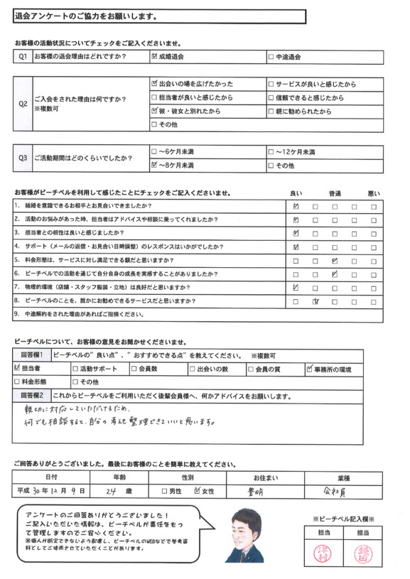 20181209｜成婚退会アンケート