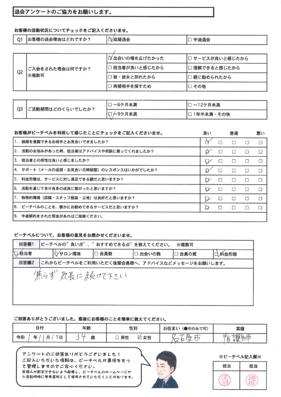 20191115｜成婚退会・アンケート