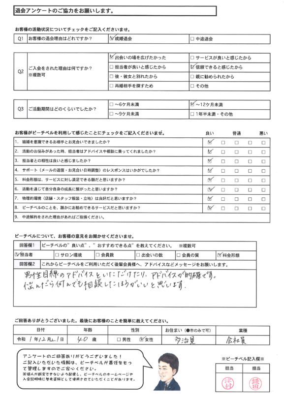 20191221｜成婚退会アンケート