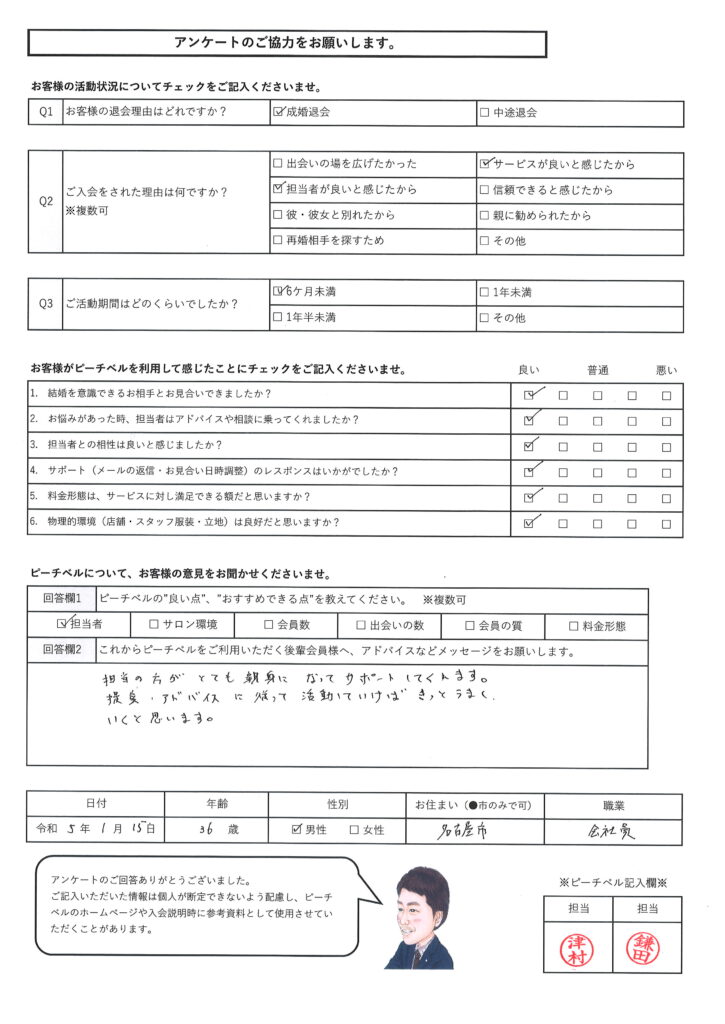 20230520｜成婚退会アンケート｜大府市30代男性