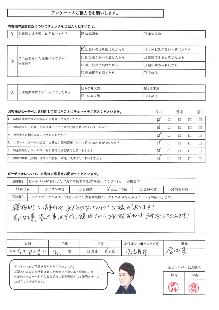 20230715｜成婚退会｜アンケート